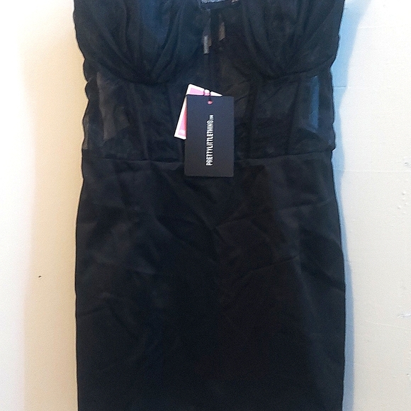 Pretty Little Things Bodycon she'll detail black dress - Picture 1 of 8